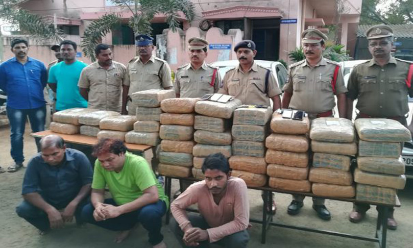 150 kgs ganja was seized at Aswaraopet