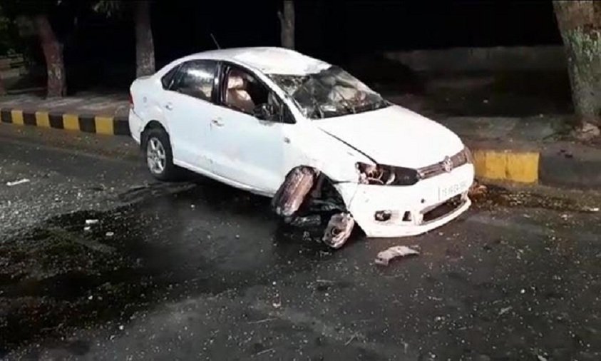 Speeding Car Overturns on Necklace Road; None Hurt