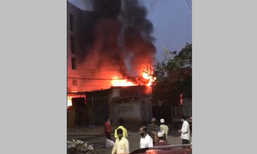Fire mishap at a scrap godown in Hyderabad’s Mallepally