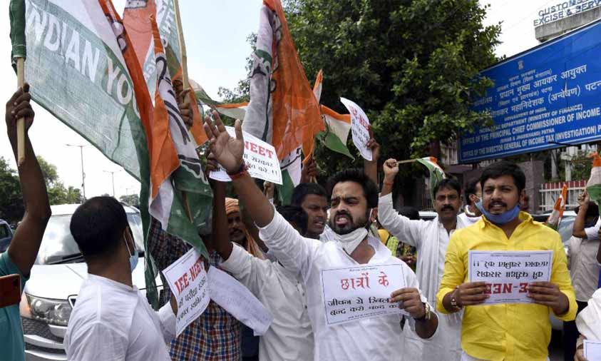 Congress Leaders Hold Protest Against NEET- JEE Exam