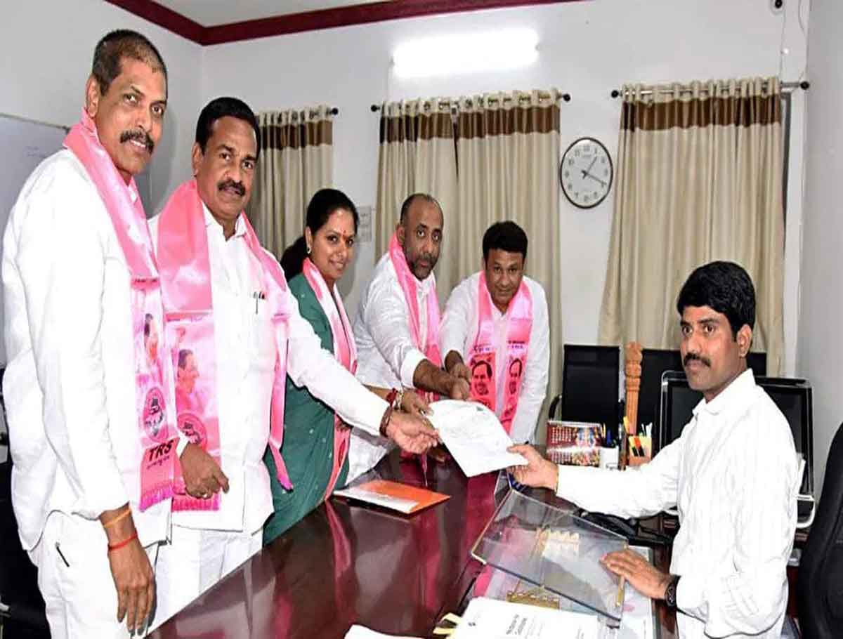 MLC Kavitha Teams Files Nomination In Support Of KCR