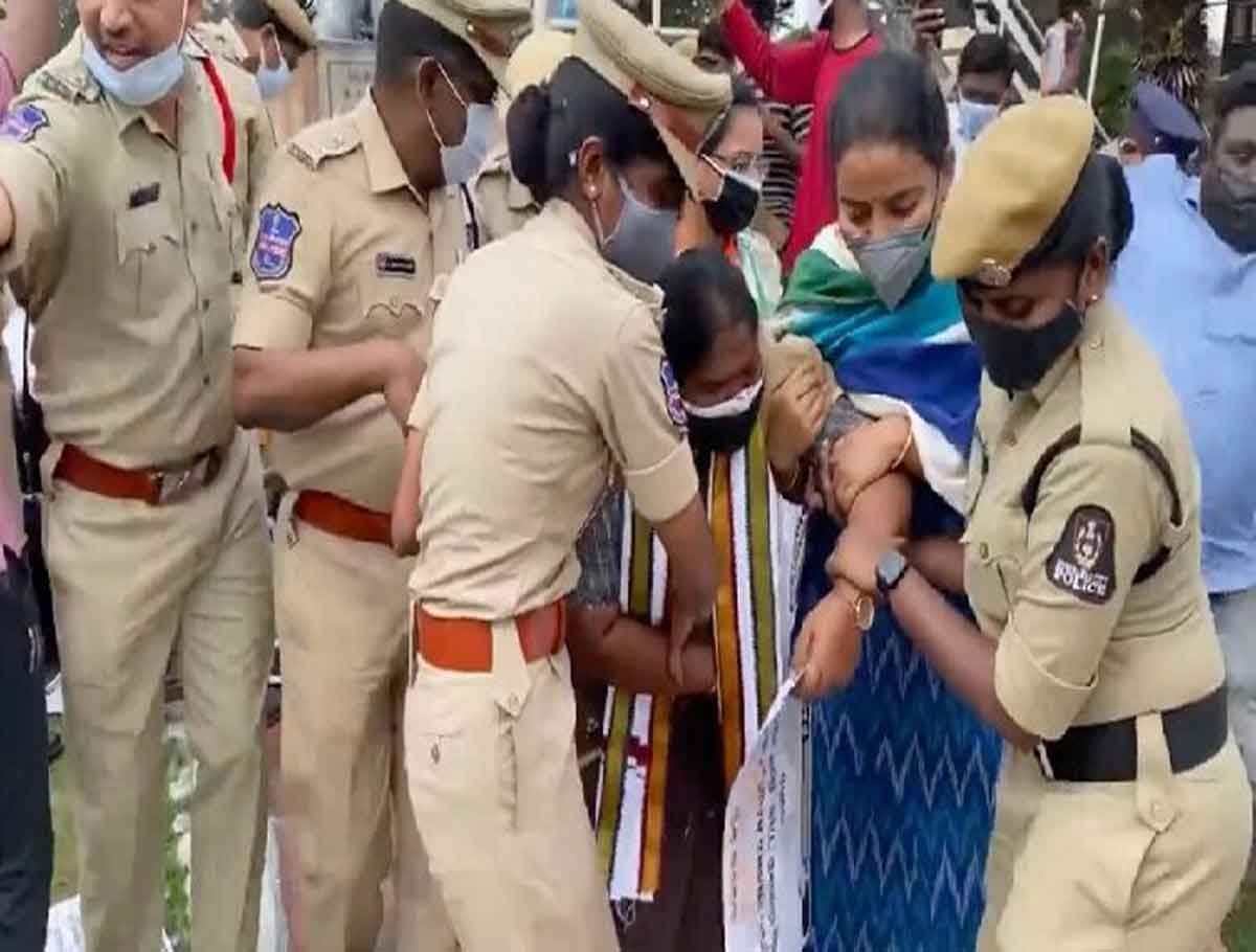 Teachers Protests Camp Office of CM KCR