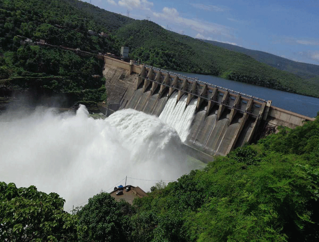 Three Gates of Srisailam Dam Lifted