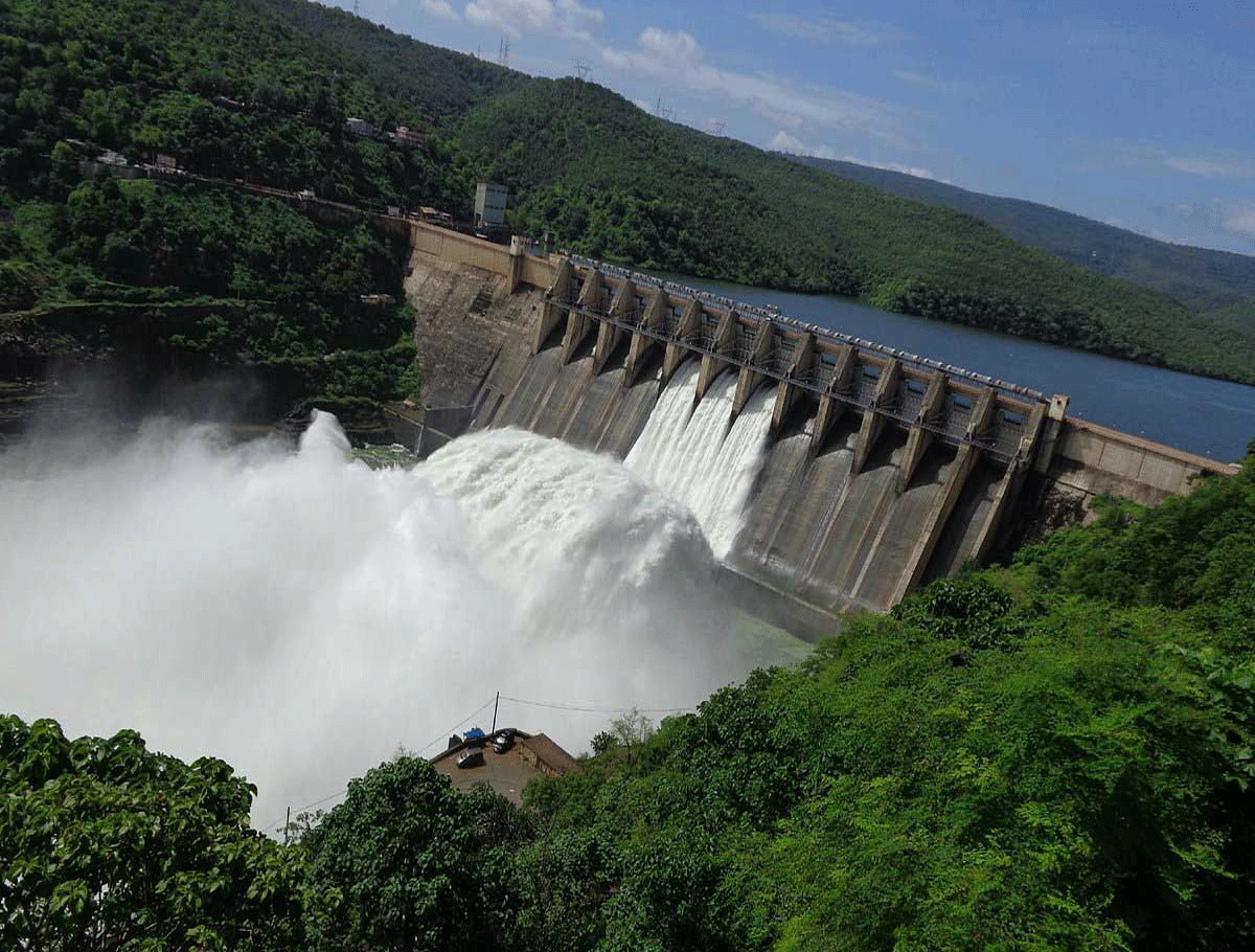 Three Gates of Srisailam Dam Lifted