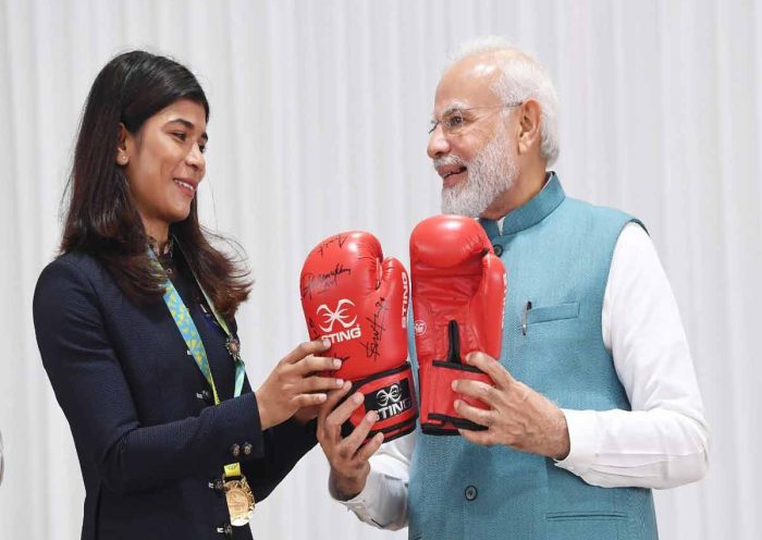 Nikhat Zareen Gifts Boxing Gloves to PM Modi
