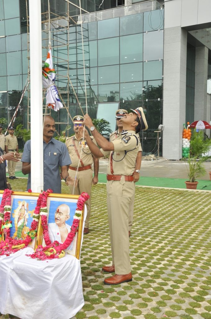 CP Anand Hoisted National Flag At City Police Commissionerate
