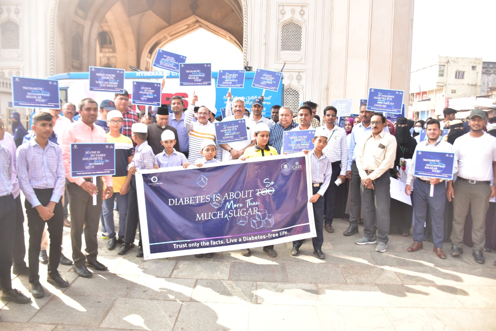 Awareness Walk on occasion of World Diabetes Day Celebrated at Charminar