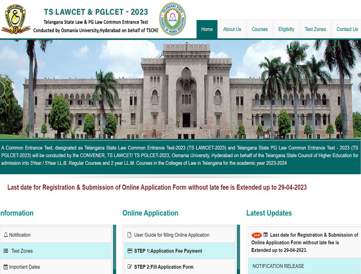 Date Extended For Submission of Application For TS LAWCET And PGLCET 2023 Till April 29