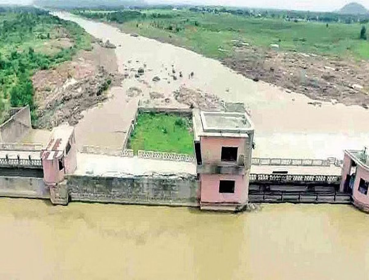 Flood Water Flowing High Over Kadam Project Gates