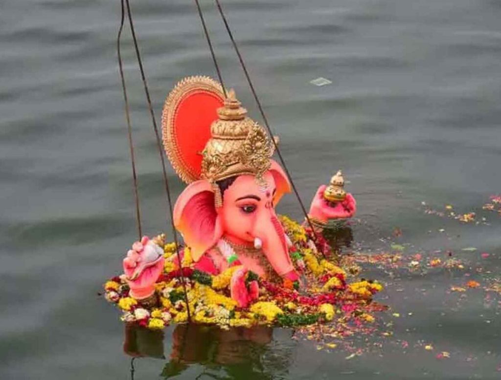 Elaborate Arrangements For The Final Immersion in Ganesh Idol