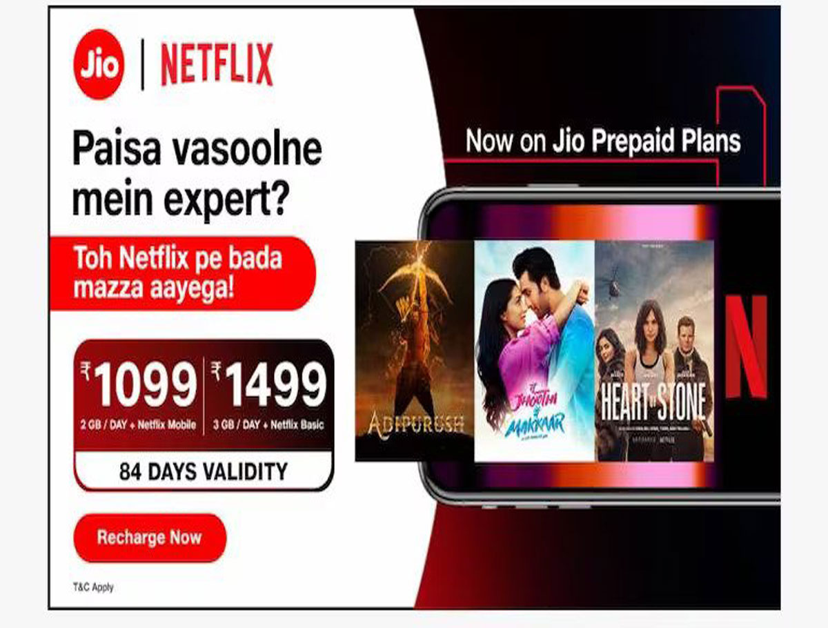 Jio Launches Prepaid Packages Including Complimentary Netflix Subscription