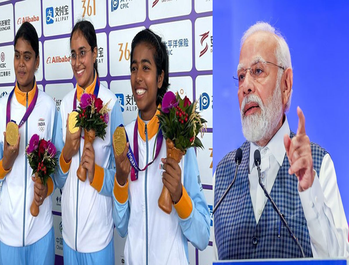 PM Celebrates Gold Medal In Women's At Asian Games 2022