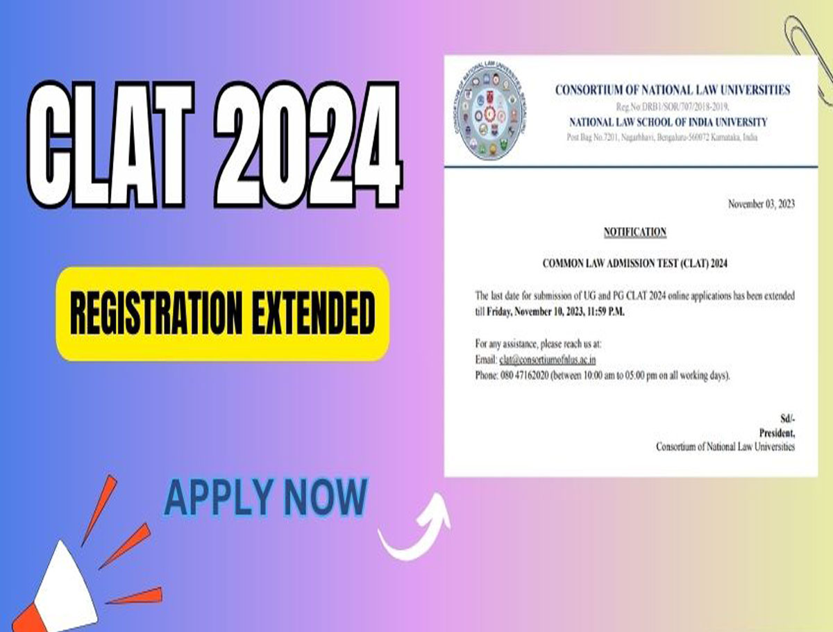 Application Deadline For The 'CLAT 2024' Extended 